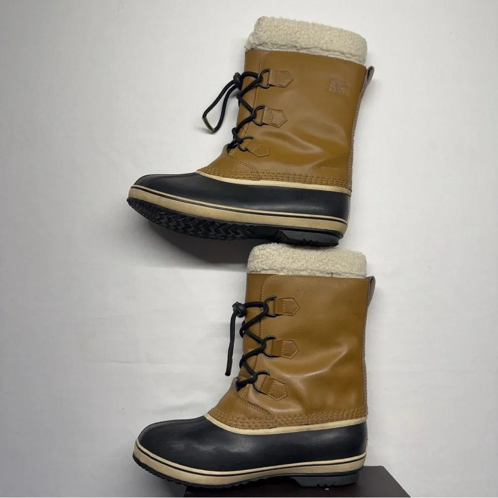 Sorel Caribou Boots Women‎ 7 Tan Black Waterproof Snow Winter NY1963